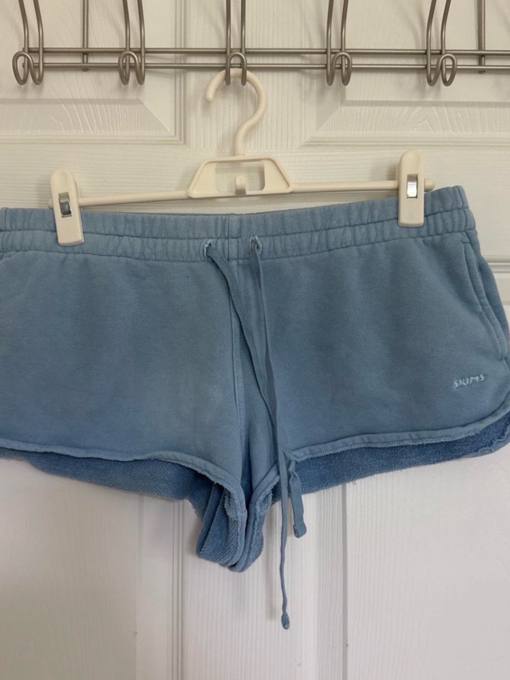 SKIMS Limited Edition Light Blue Fleece Drawstring Sweat Shorts